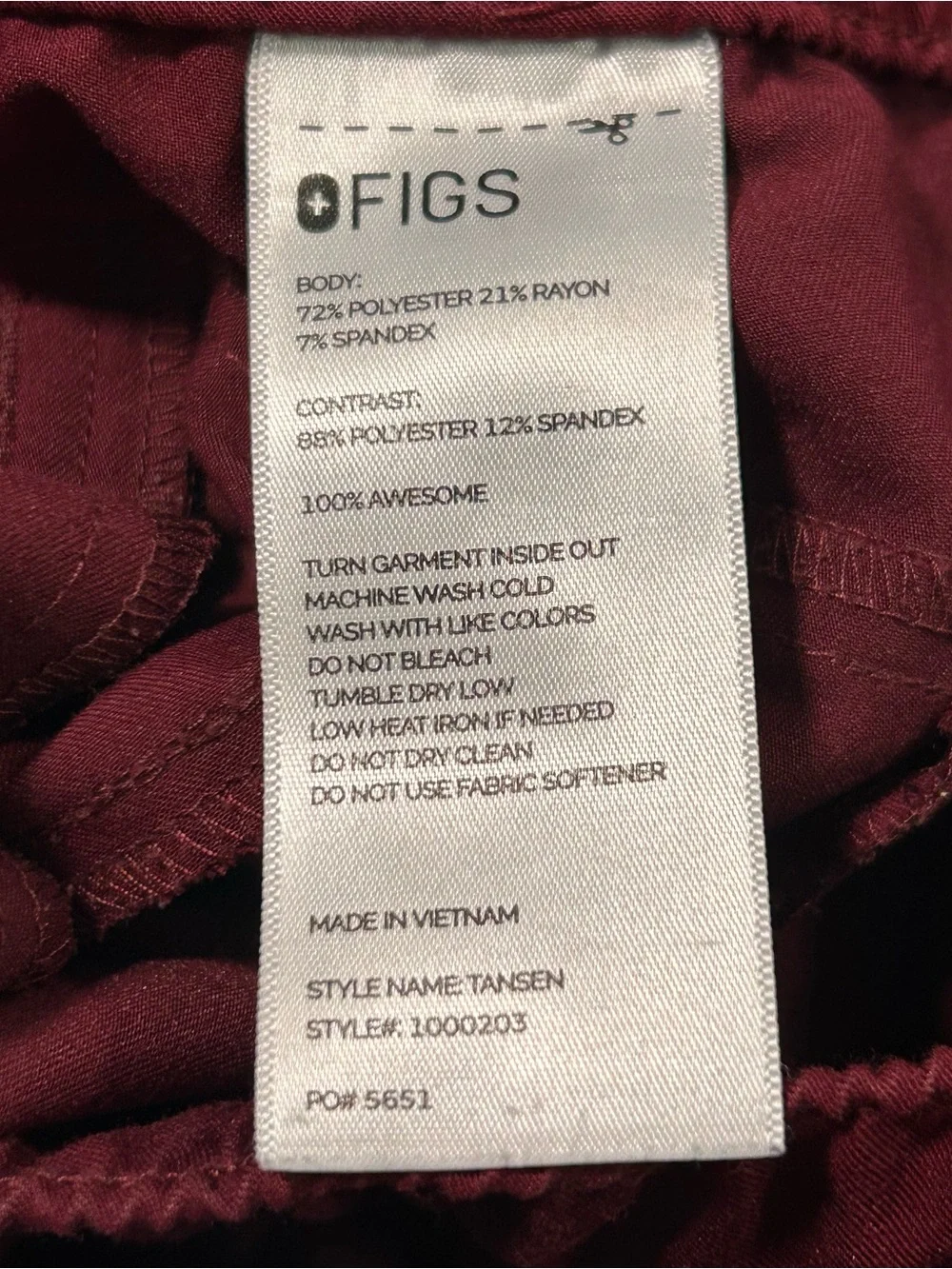 FIGS Maroon Scrub Set - Top & Jogger Pants - Picture 12 of 15